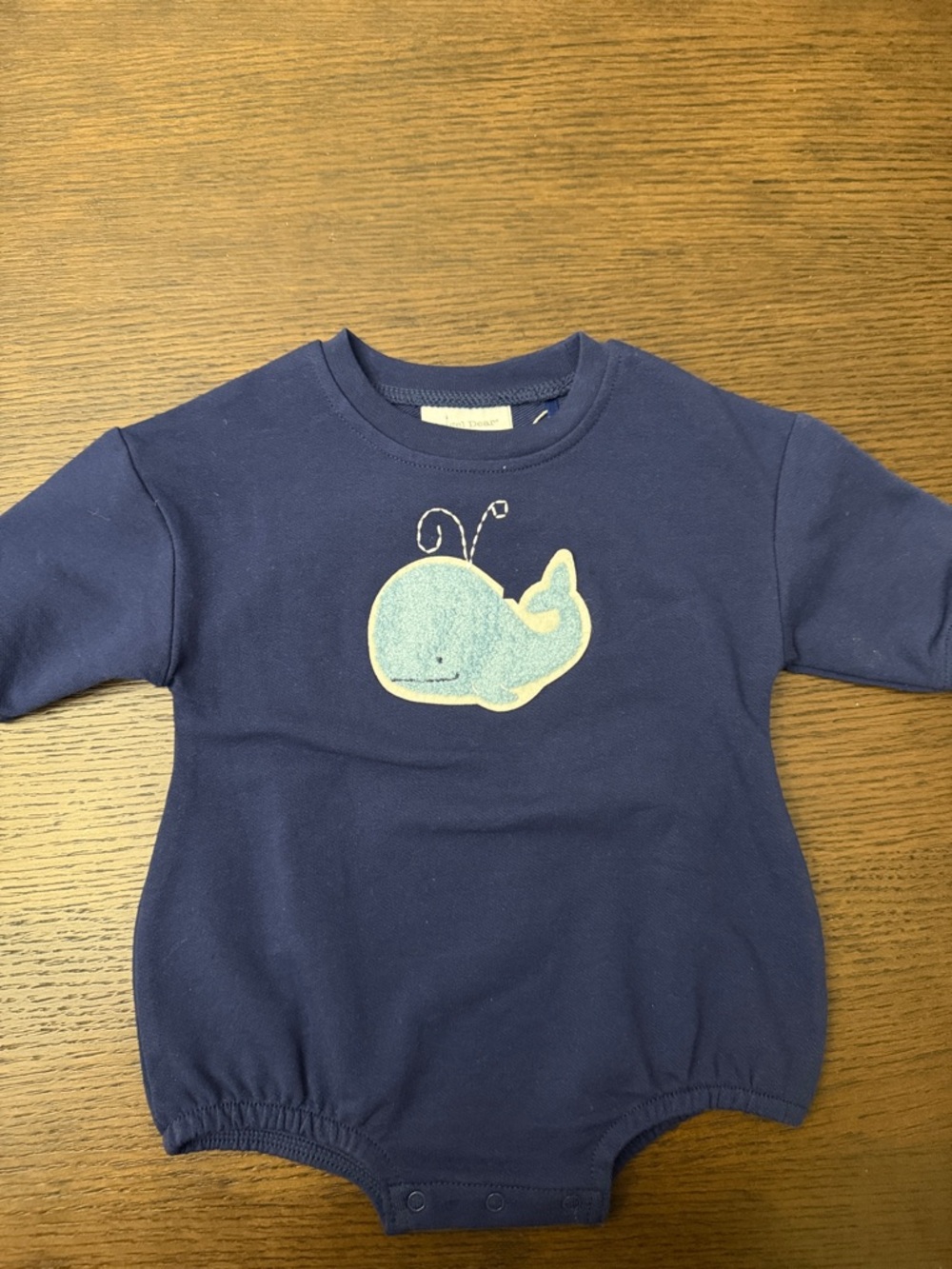 Angel Dear Navy Long-Sleeve Baby Top with Light Blue Whale